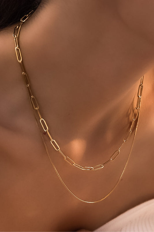 18k Non-tarnish Stainless Steel Paperclip Chain Necklace