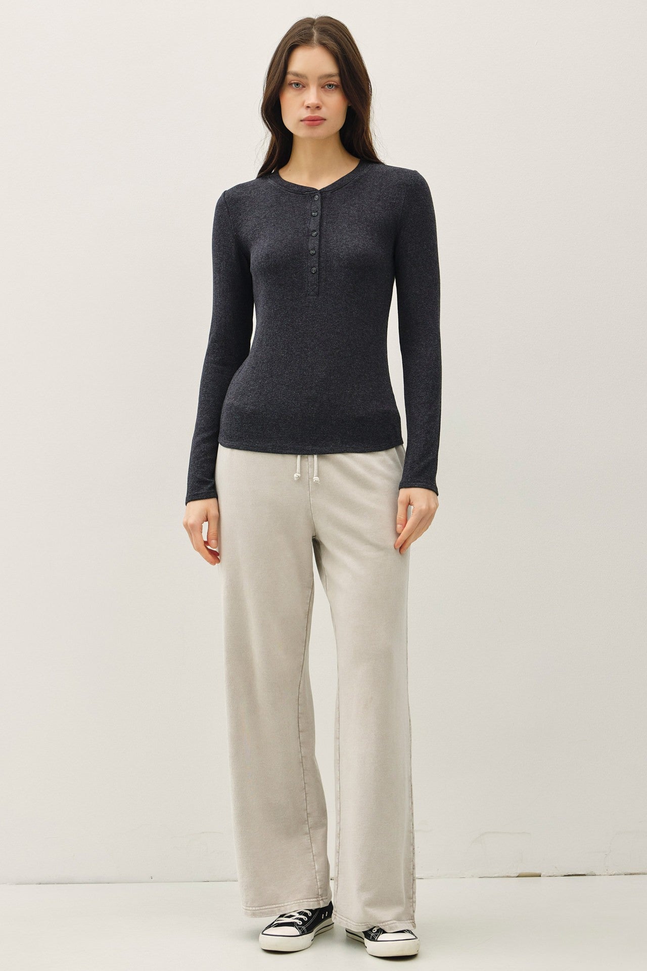 Modal Classic Ribbed Henley Top