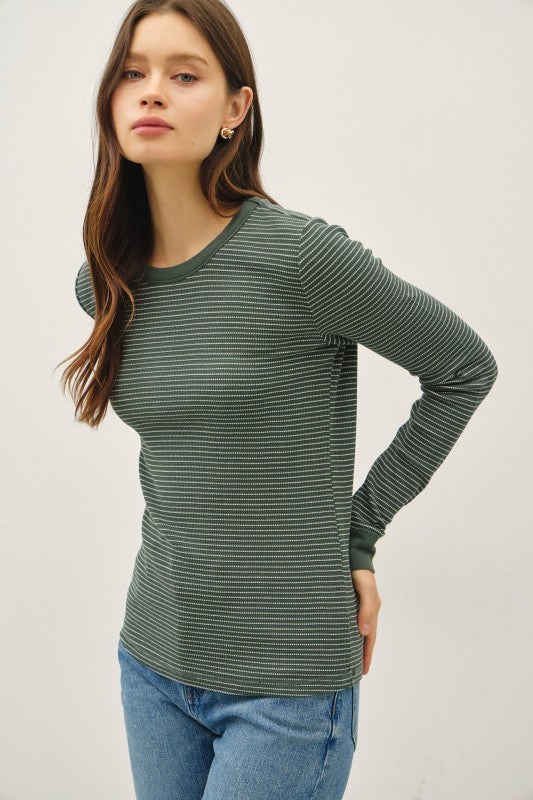 Stitched Thermal Crewneck Top