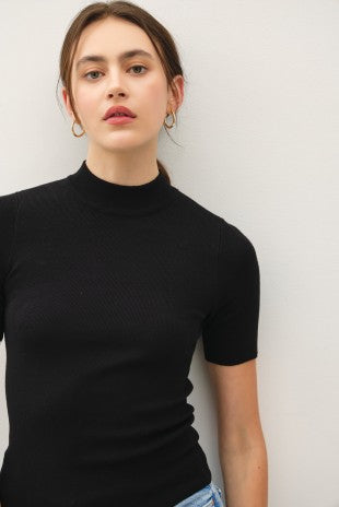 Ribbed Mock Neck Sweater
