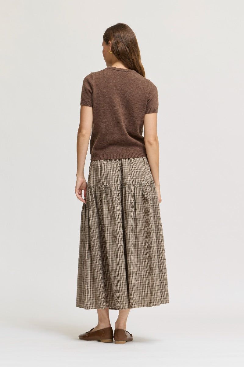Front Button Check Skirt