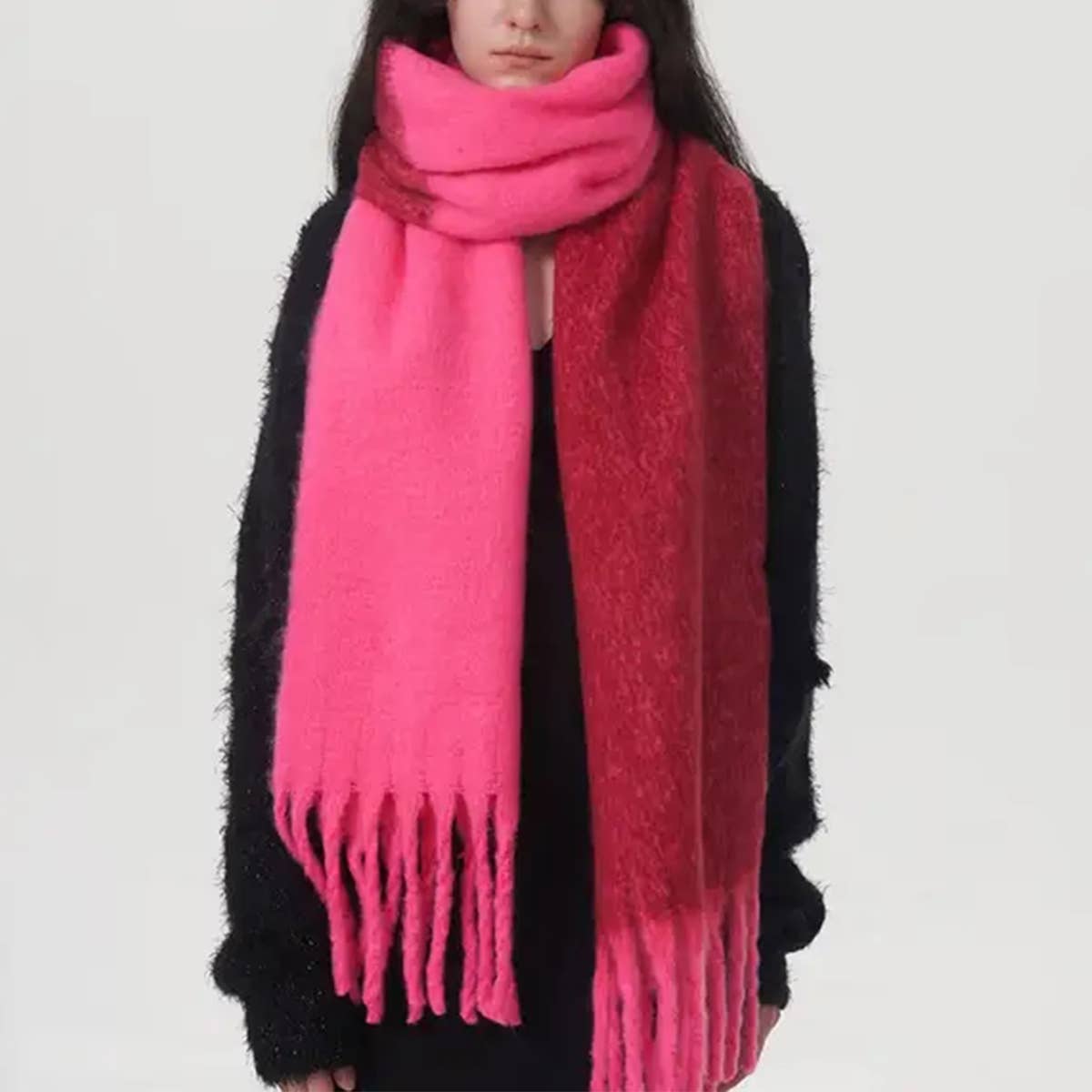 WARM TWO-COLOR MOHAIR SCARF