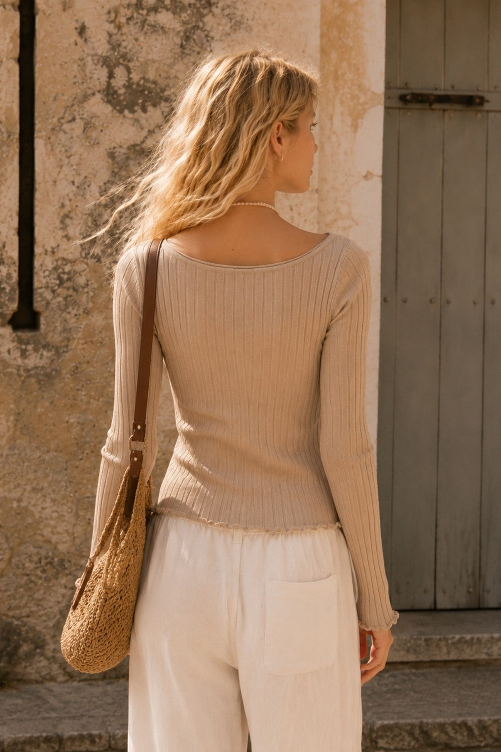 Ribbed Boatneck Top