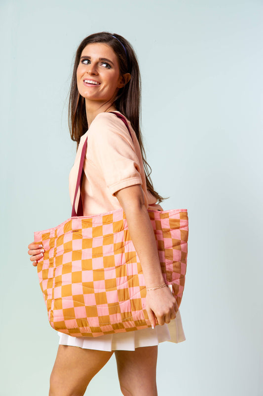 Puffy All Day Tote: Checkers