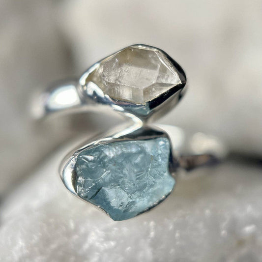 AQUAMARINE WITH H.D. STERLING SILVER RING