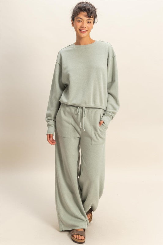 French Terry Wide Leg Pant