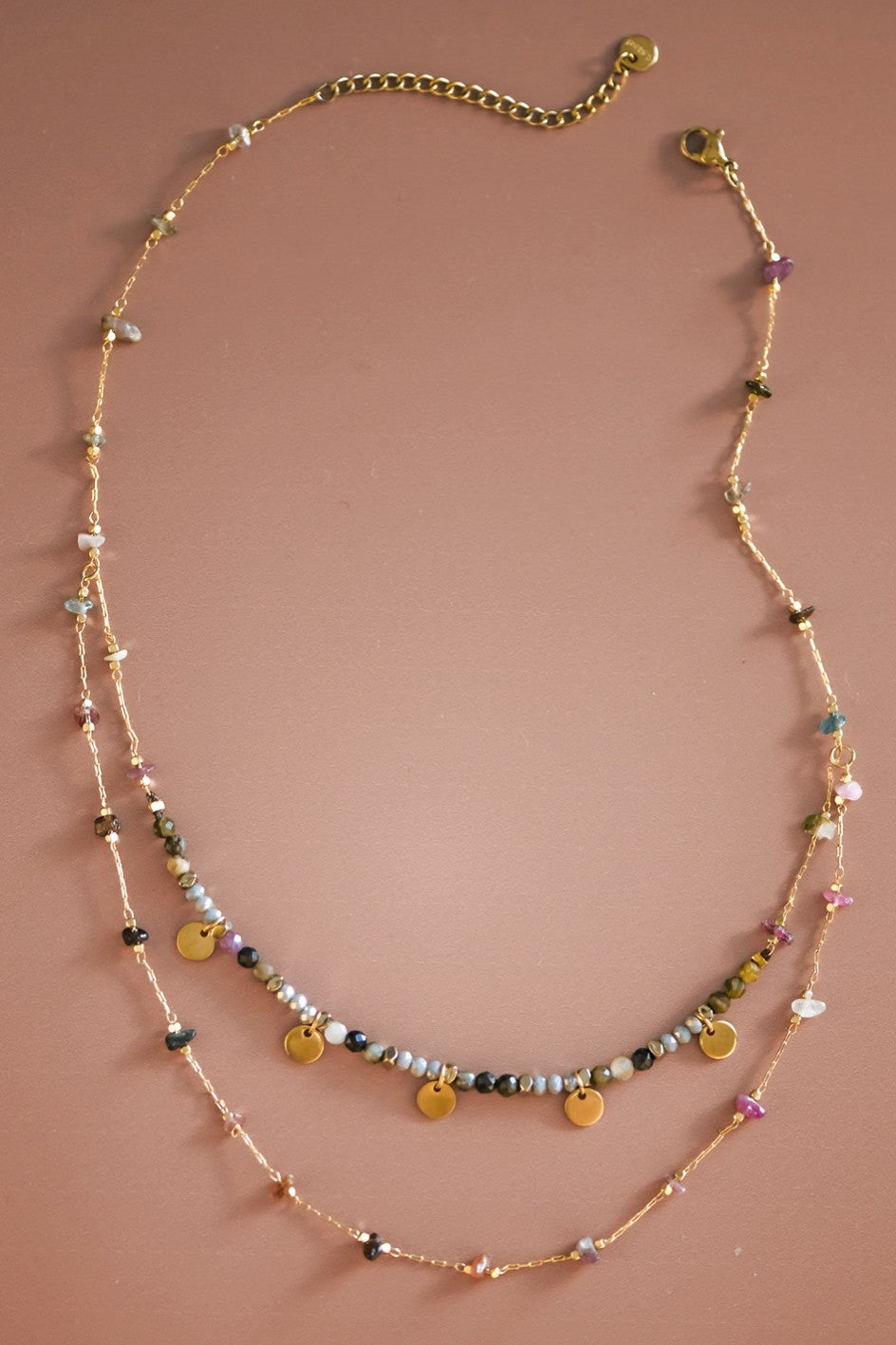 18k Non-tarnish Stainless Steel Beaded Chain Necklace
