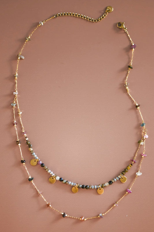 18k Non-tarnish Stainless Steel Beaded Chain Necklace