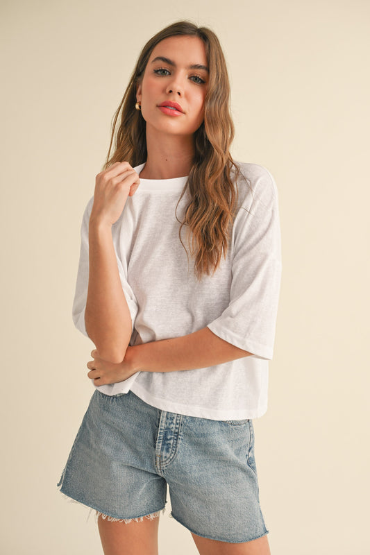 Cotton Linen Short Sleeve Top