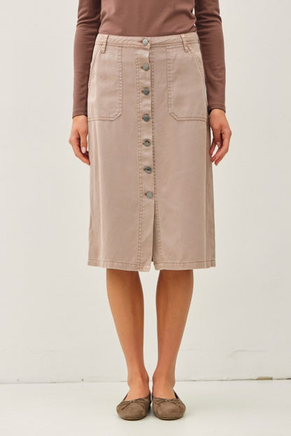 Tencel Button-Up Midi Skirt