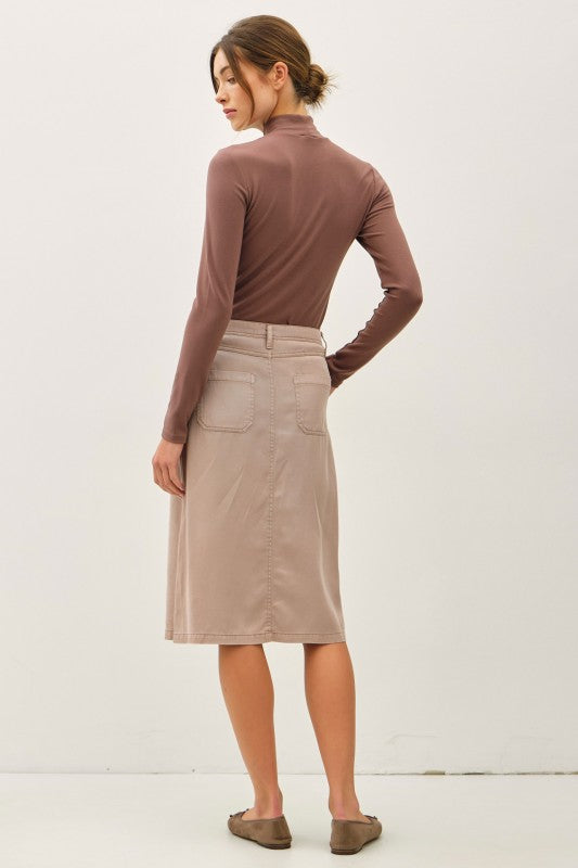 Tencel Button-Up Midi Skirt