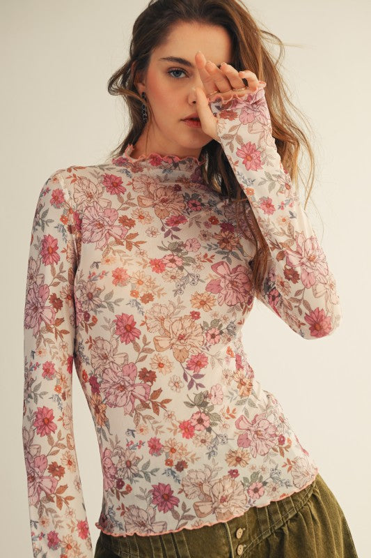 Mesh Floral Top