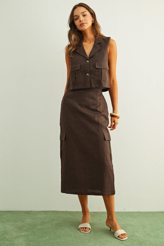 Cargo Linen Skirt