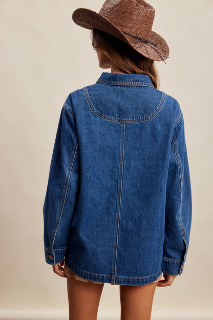 Heart Pocket Denim Shacket.