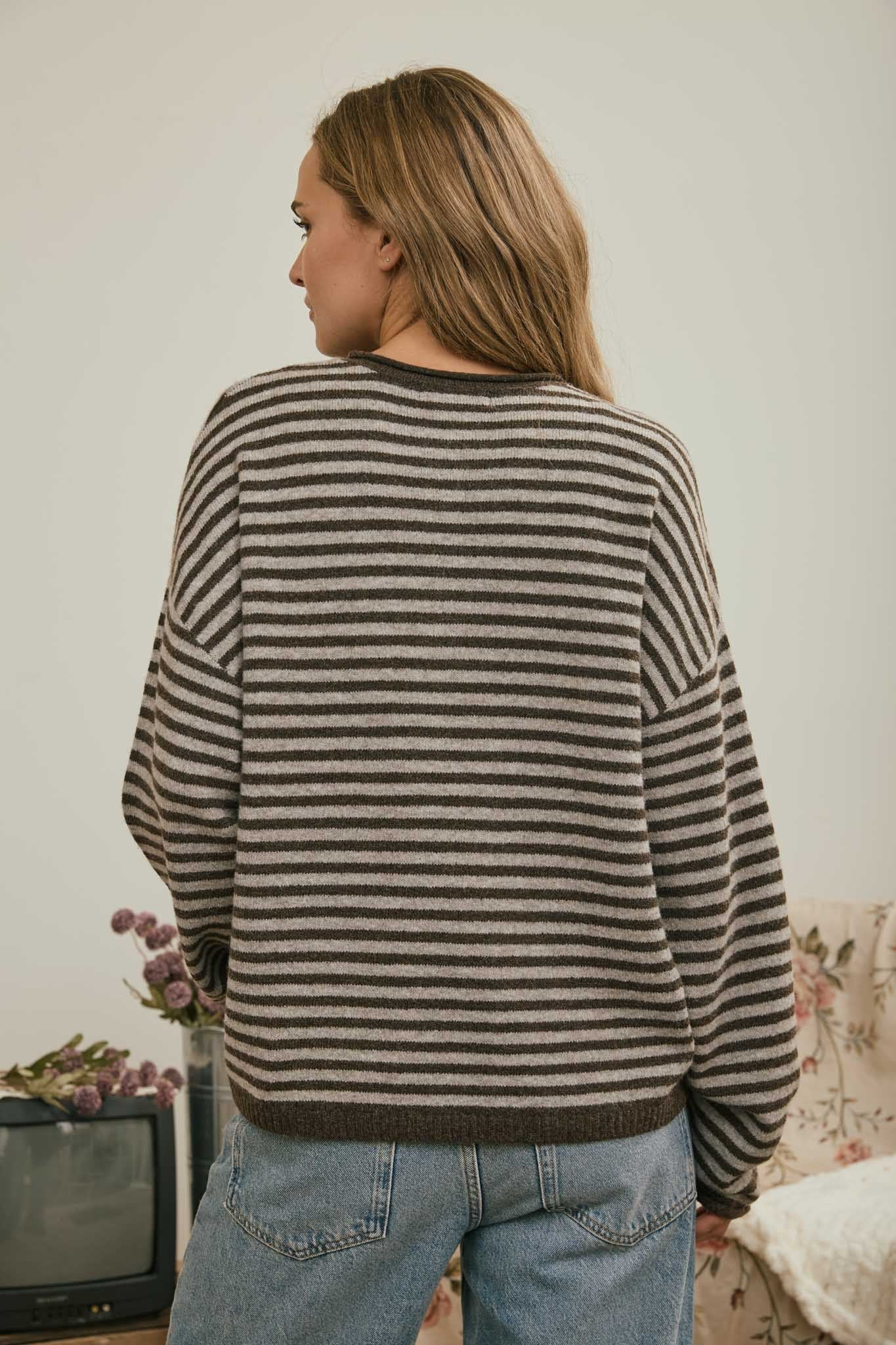 Henley Striped Sweater