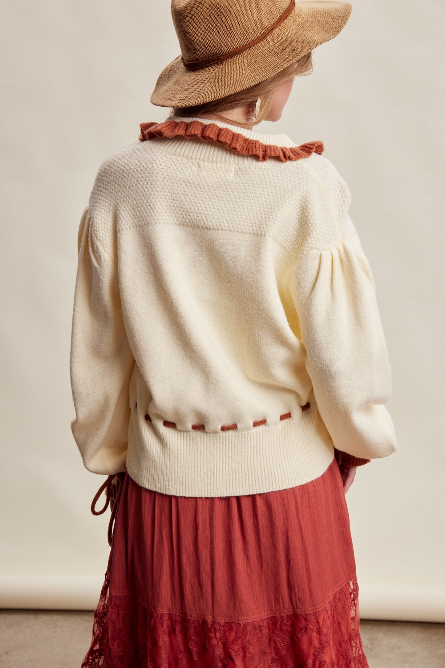 Floral Embroidered Knit Cardigan