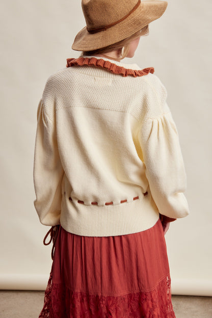 Floral Embroidered Knit Cardigan