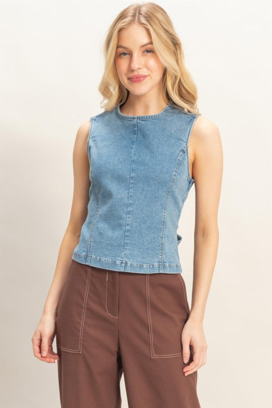 Sleeveless Denim Top