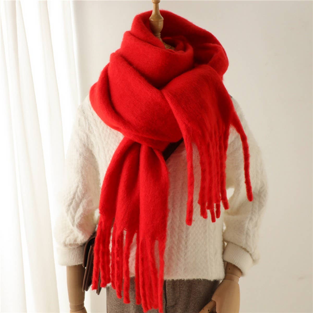 SOLID COLOR ALL-MATCH WINTER WARM TASSEL SCARF