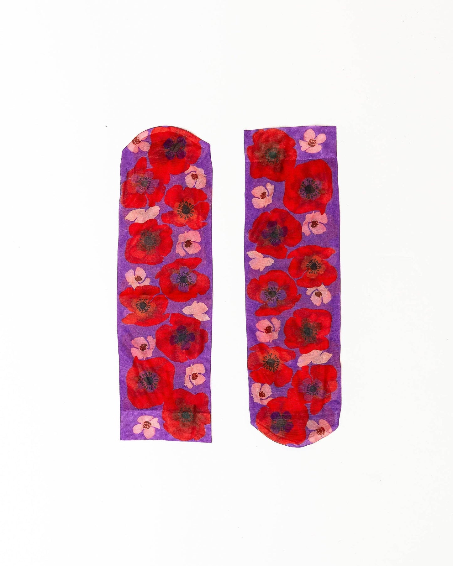 Watercolor Poppy Printed Ankle Sock