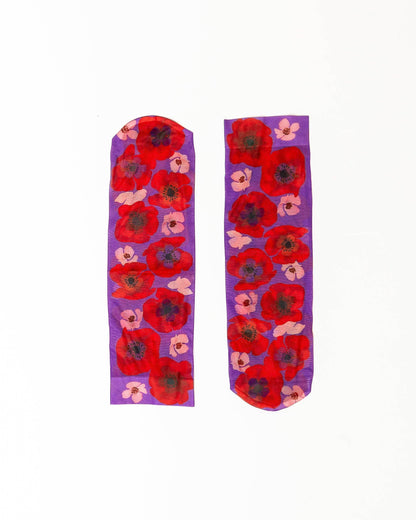 Watercolor Poppy Printed Ankle Sock