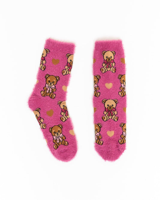 Teddy Bear Fuzzy Crew Sock