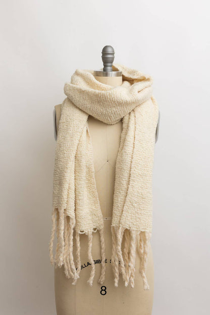 Cozy Knit Scarf with Tassels: Olive