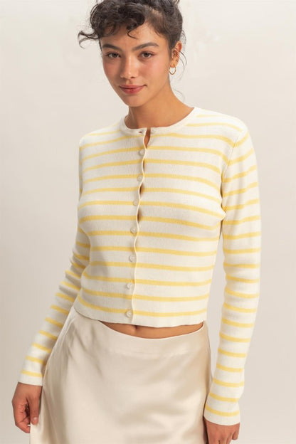 Striped Button-up Cardigan