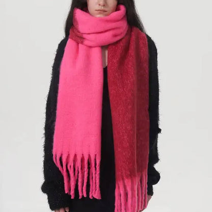 WARM TWO-COLOR MOHAIR SCARF