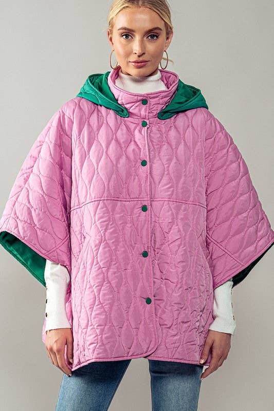 Contrast Quilted Shroud Cloak