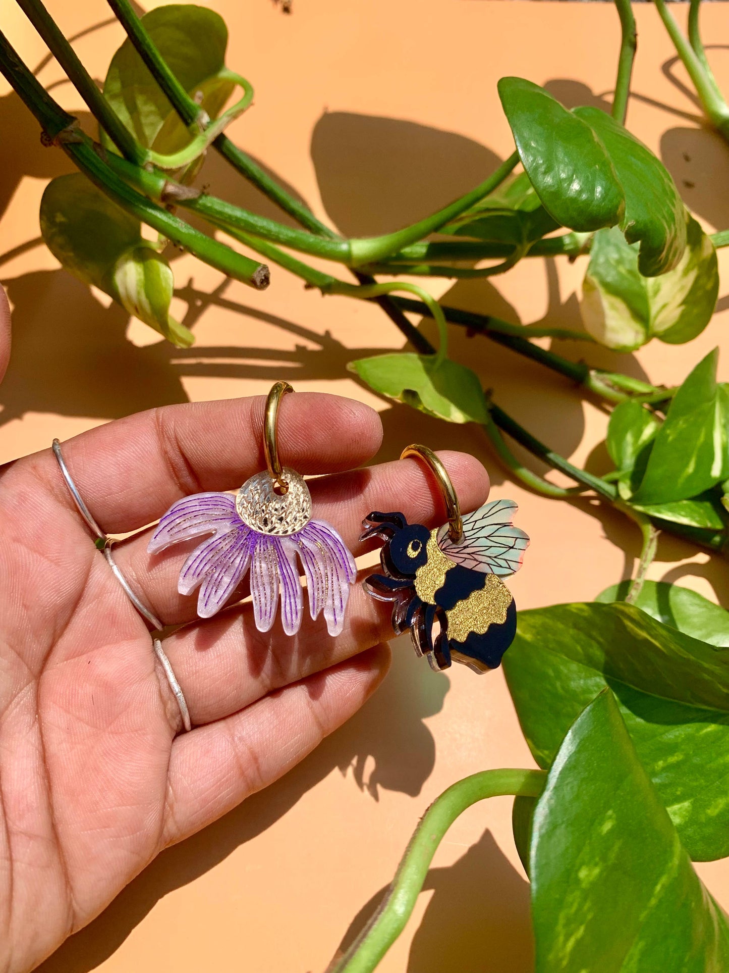 Bee and Flower Earrings