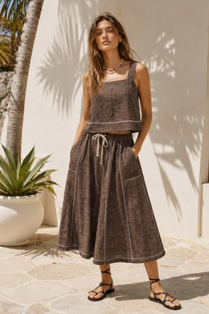 Linen Midi Skirt