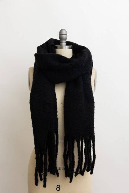 Cozy Knit Scarf with Tassels: Olive