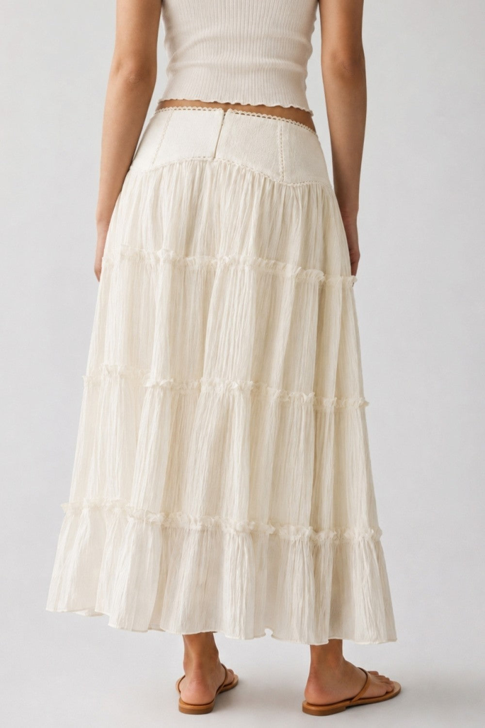 Lace Trim Crinkle Skirt