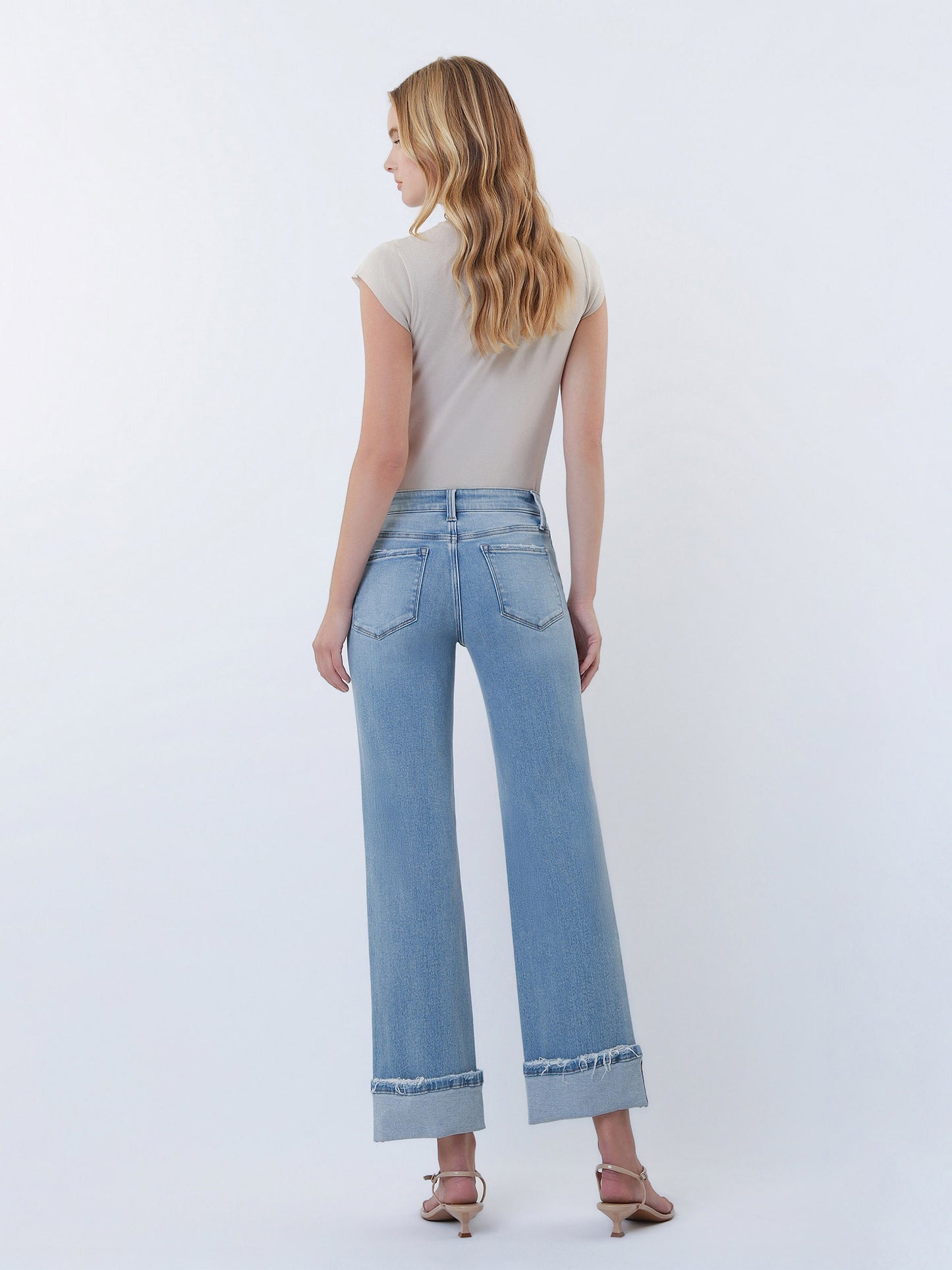 Mid Rise Cuffed Denim