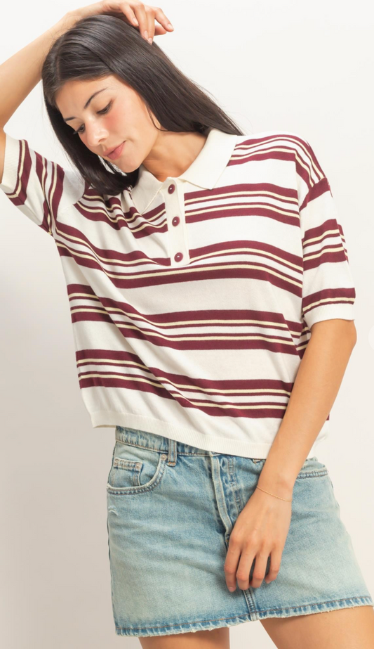 Striped Sweater Polo
