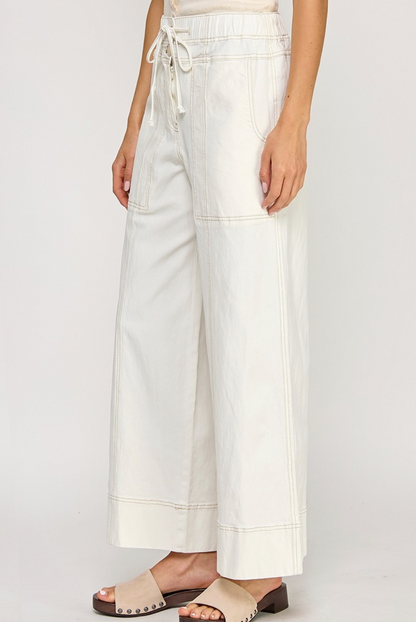 Drawstring Wide Leg Pants