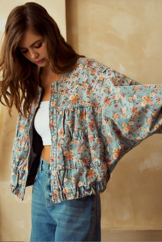 Washed Floral Jacket