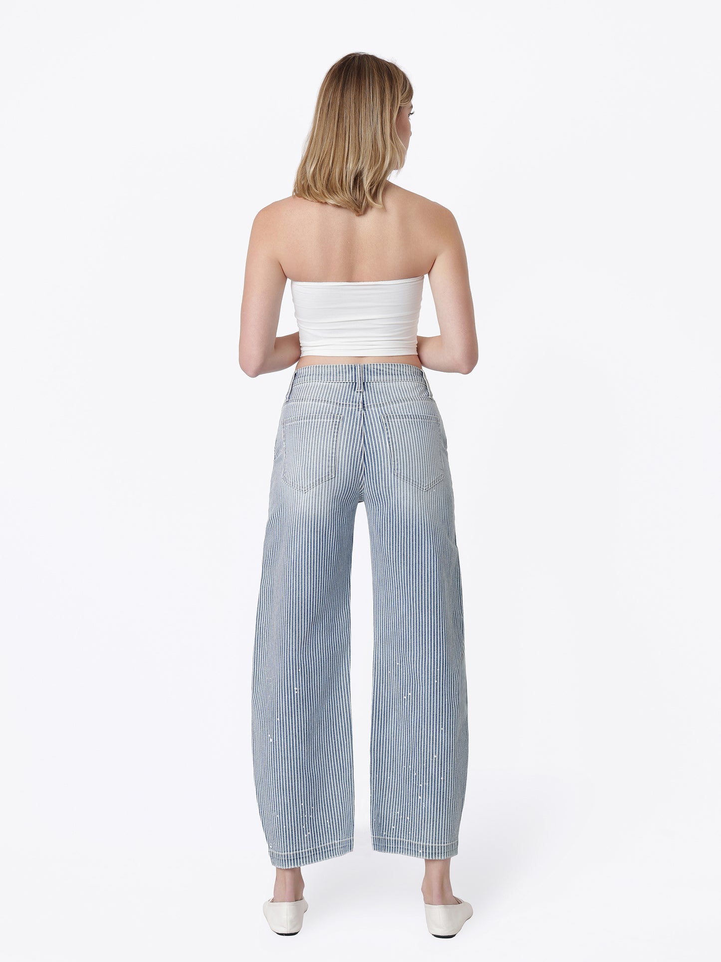 Striped Barrel Leg Denim