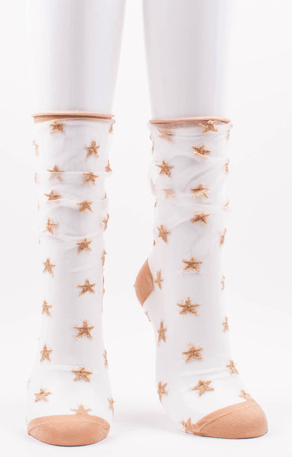 CLEAR STAR TULLE SHEER CREW SOCKS