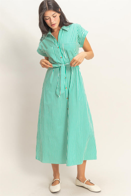 Striped Poplin Dress