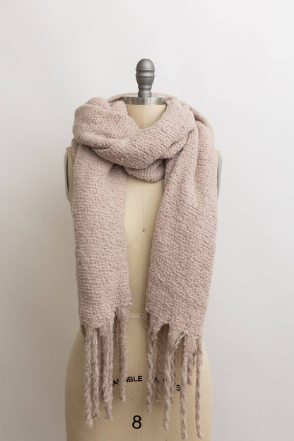 Cozy Knit Scarf with Tassels: Olive