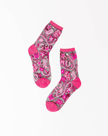 Disco Barbie Black Sheer Crew Sock