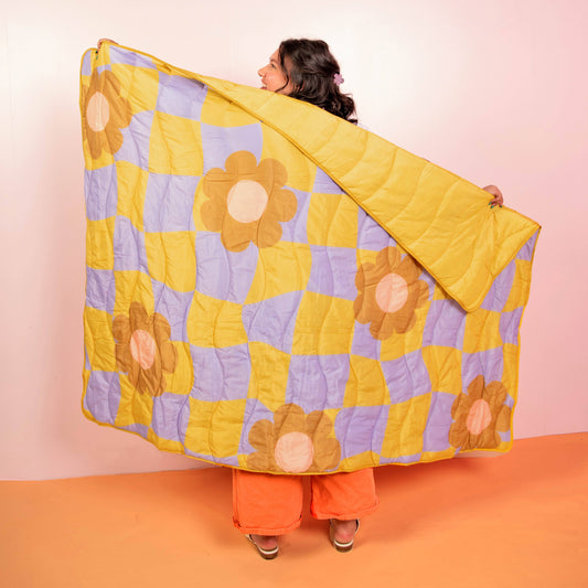 Cool Funky Daisy Puffy Blanket