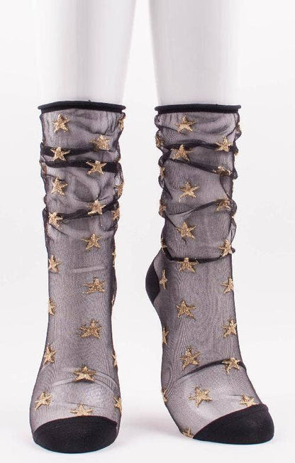 CLEAR STAR TULLE SHEER CREW SOCKS