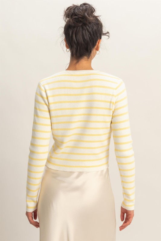 Striped Button-up Cardigan