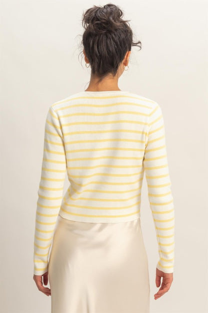 Striped Button-up Cardigan