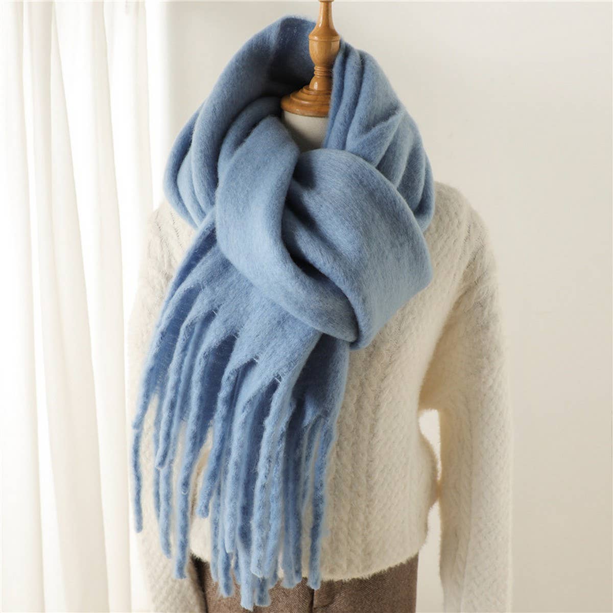 SOLID COLOR ALL-MATCH WINTER WARM TASSEL SCARF