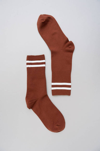 Retro Stripe Wool Blend Socks: Blue