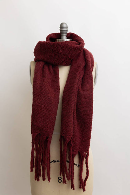 Cozy Knit Scarf with Tassels: Olive